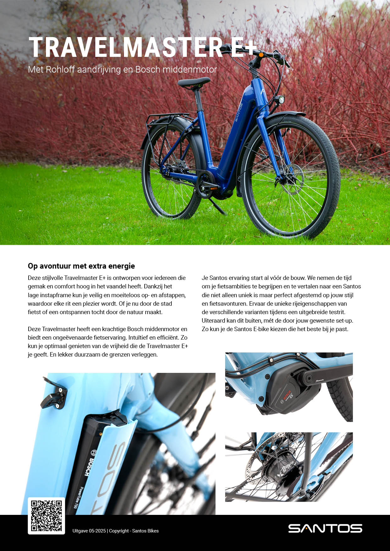 Santos Travelmaster-E+ met Pinion aandrijving en Neodrives achterwielmotor E-bike Flyer