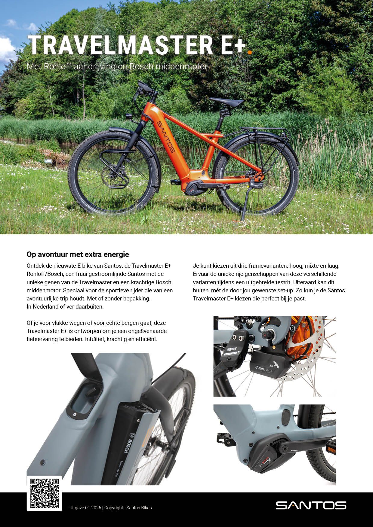 Santos Travelmaster-E+ met Pinion aandrijving en Neodrives achterwielmotor E-bike Flyer